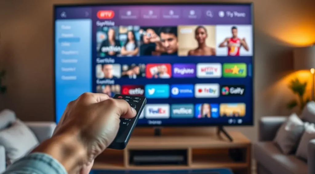 Illustration d’un iptv abonnement pas cher offrant des chaînes internationales en HD accessibles sur Smart TV et mobile.