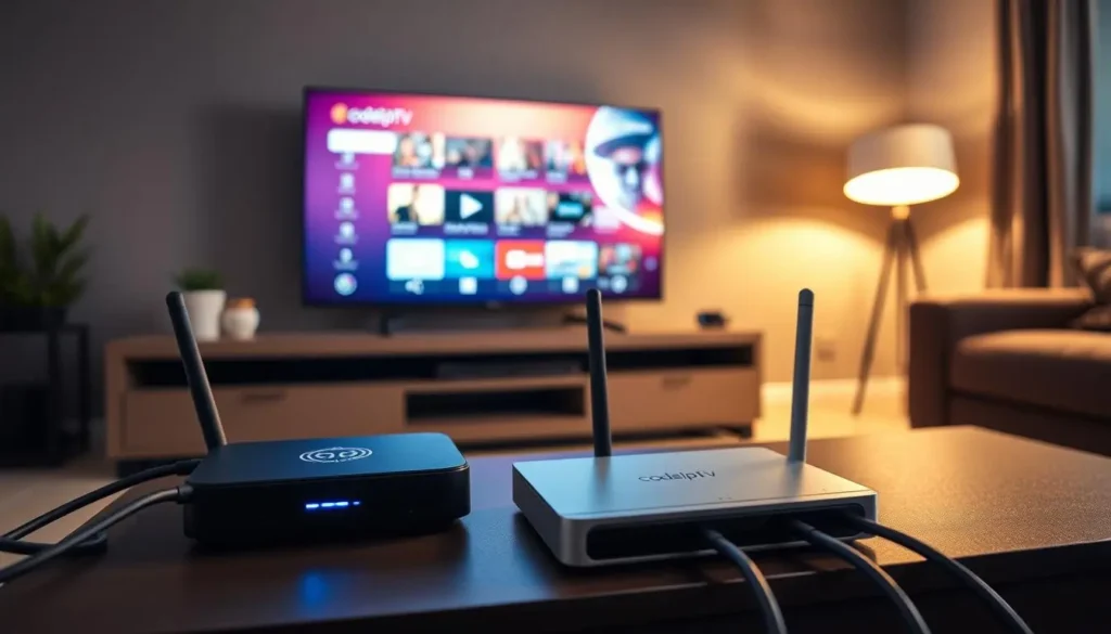 comment avoir un iptv : box IPTV affichant plusieurs chaînes sur écran