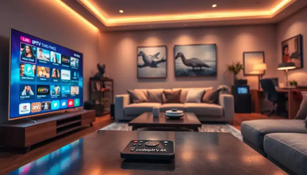 comment installer iptv : box IPTV affichant une liste de chaînes sur écran