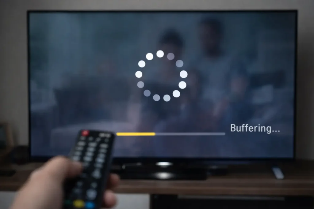 problèmes iptv avec buffering sur télévision après plusieurs minutes d’utilisation